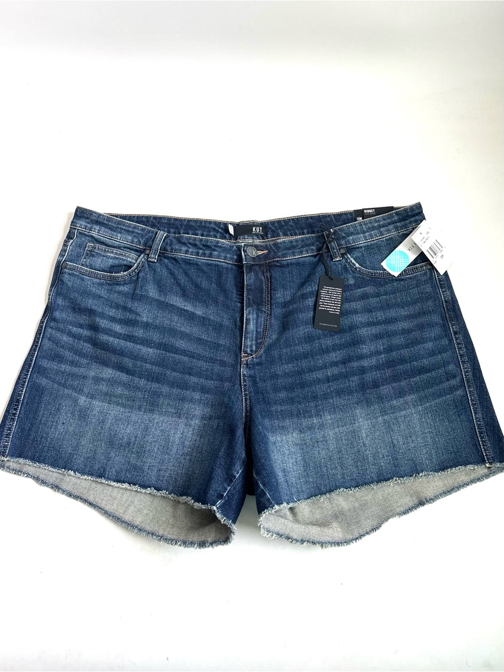 Kut From The Kloth Gidget High Rise Fray Hem Jean Short Blue Indigo  Size 22W